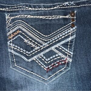 Hydraulic Jeans Womens 36X31 Blue Flare Low Rise Embroidered Pockets Distressed
